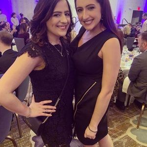 Black dress with gold zipper